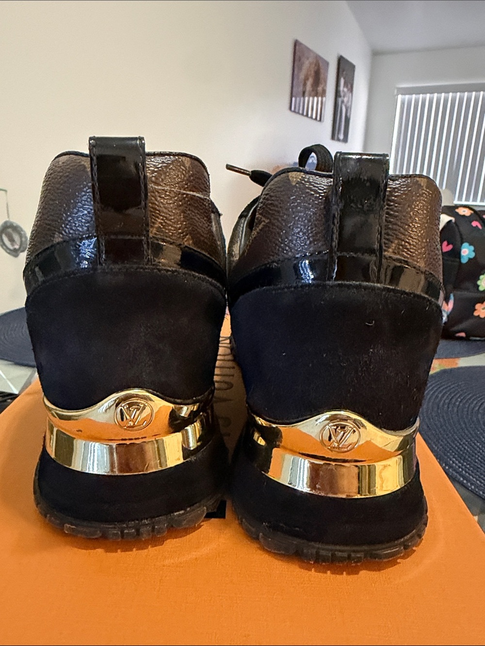 Louis Vuitton Black and Brown Monogram Trainer with Gold Accent - Picture 3 of 4
